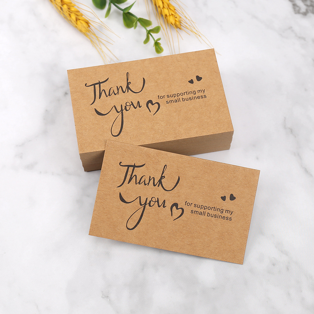 Party Event Supply Store - 50pcs Thank You Cards Kraft Paper