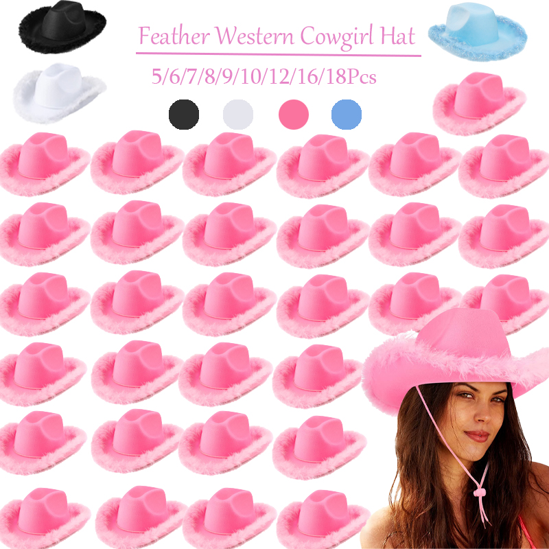 Party Hat Cone - 5-18pcs Feather Western Cowgirl Hats Wedding