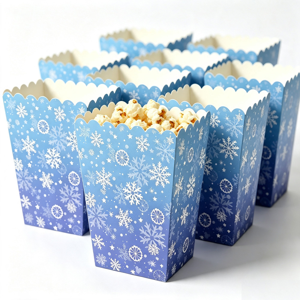 10-50pcs Snowflake Popcorn Box - Event Party Box ulasan dan harga