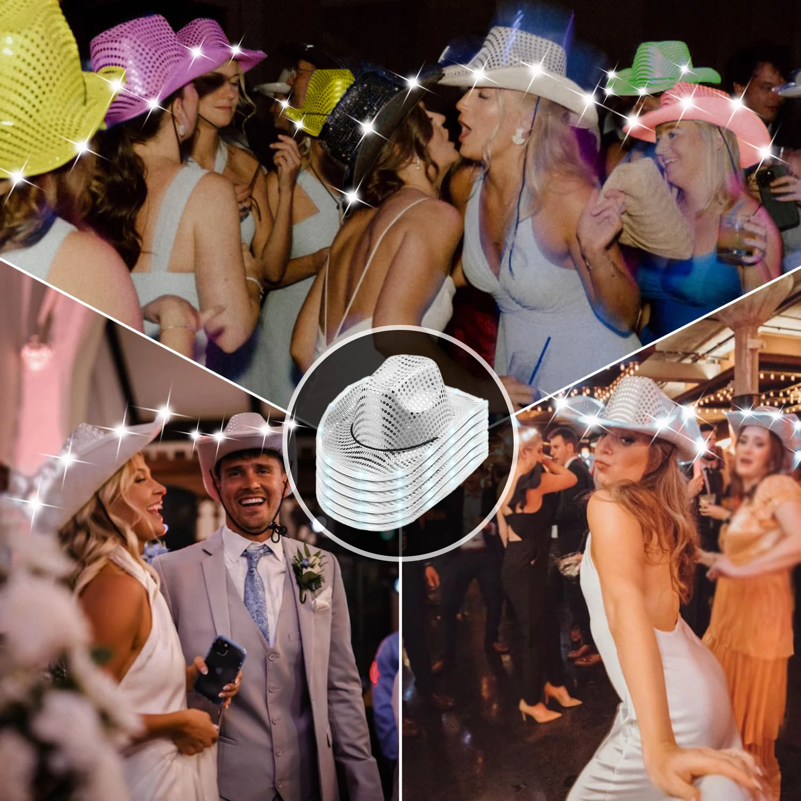 4/6/8/10/12/16Pcs LED Cowboy H - Party Hat Cone ulasan dan harga