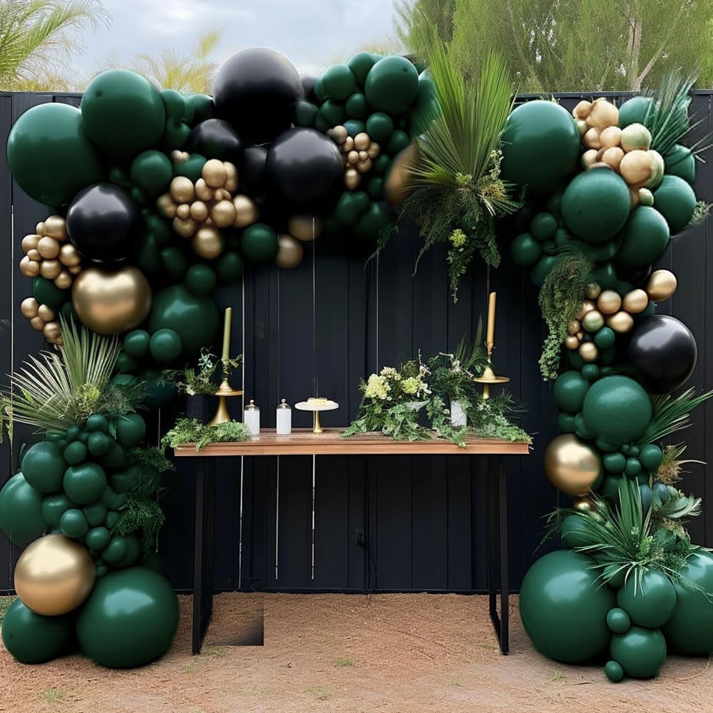 Black Green Gold Balloon Garla - Balloon Arch Kit ulasan dan harga