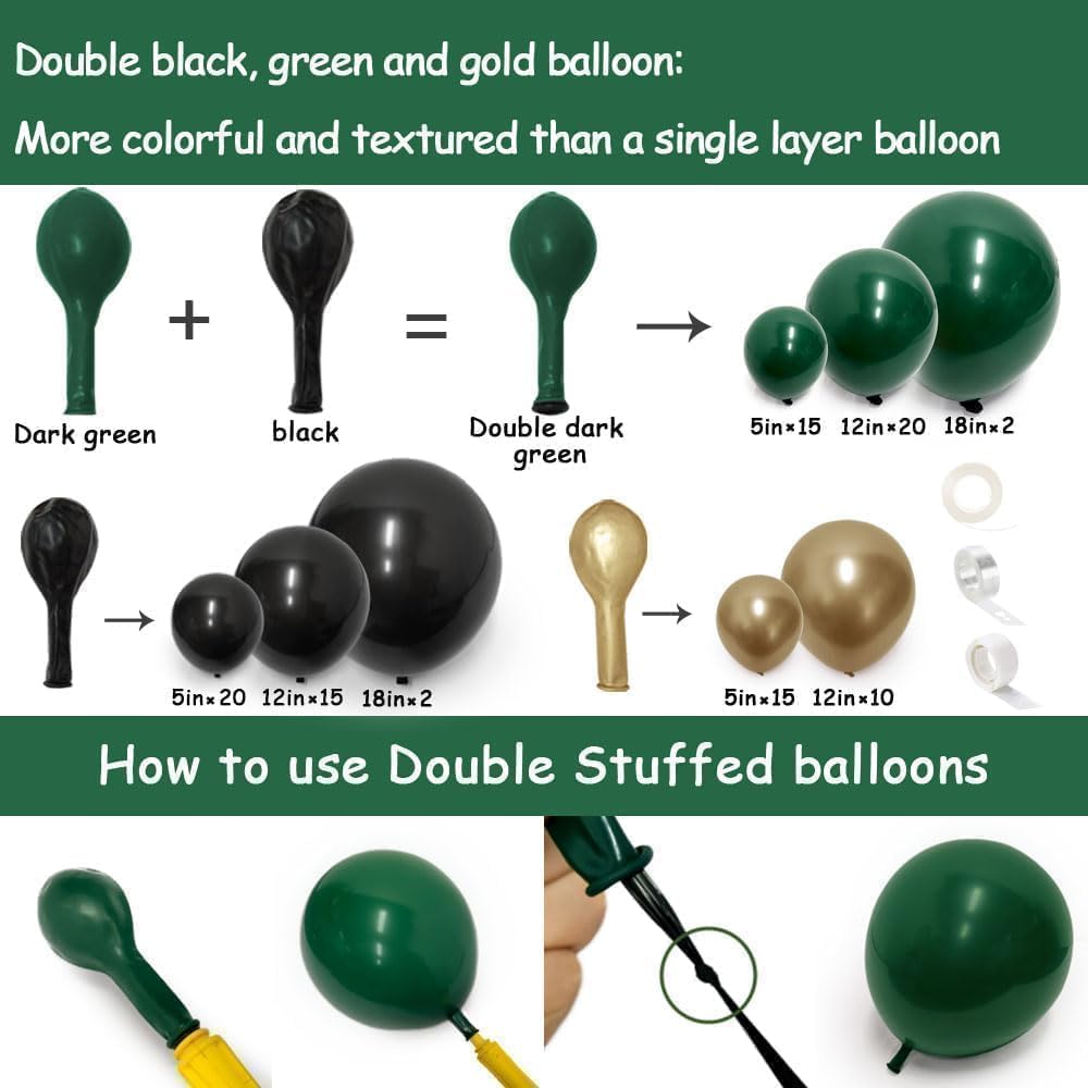 Black Green Gold Balloon Garla - Balloon Arch Kit ulasan dan harga