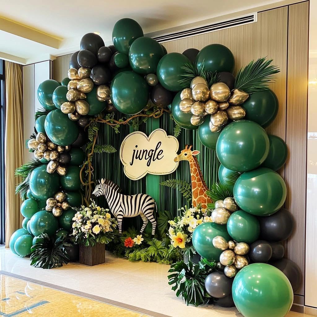 Black Green Gold Balloon Garla - Balloon Arch Kit ulasan dan harga
