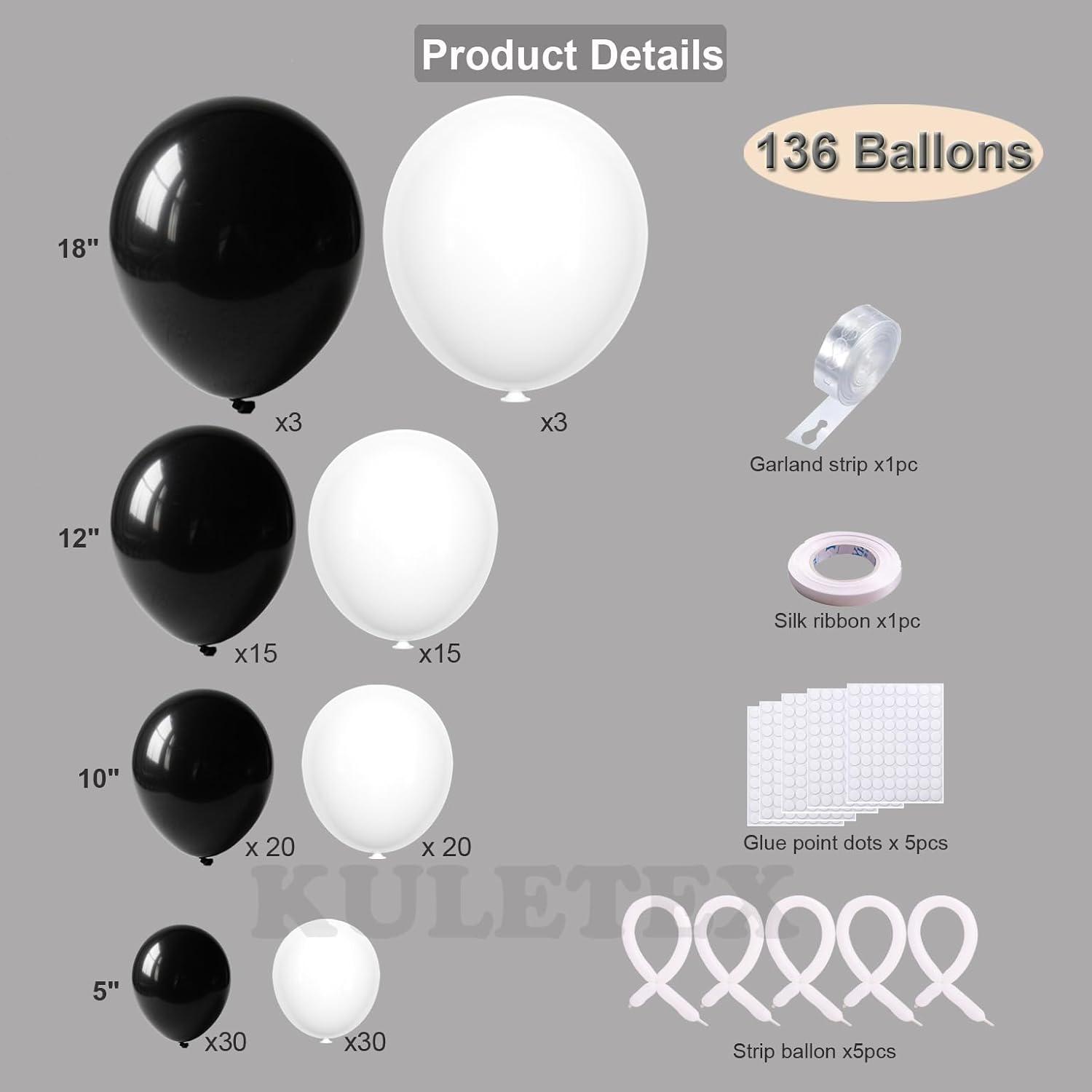 136 Pcs Black & White Latex Ba - Event Launch Party ulasan dan harga