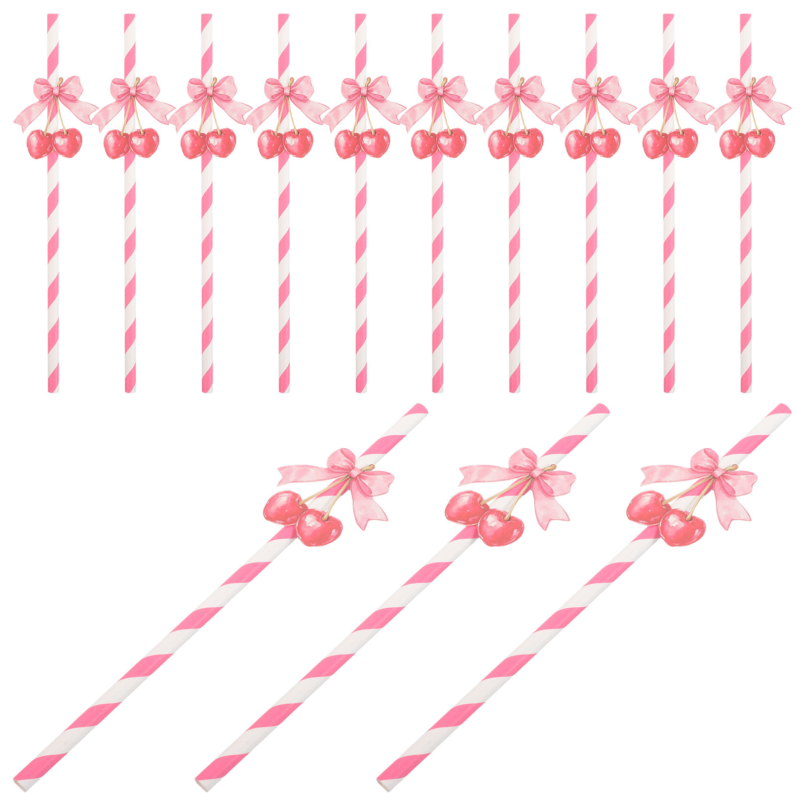 50Pcs Cherry Themed Paper Stra - Paper Straw Color ulasan dan harga