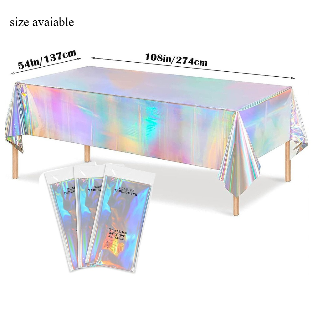 Holographic Party Tablecloth D - Table Cloth Disposable ulasan dan harga