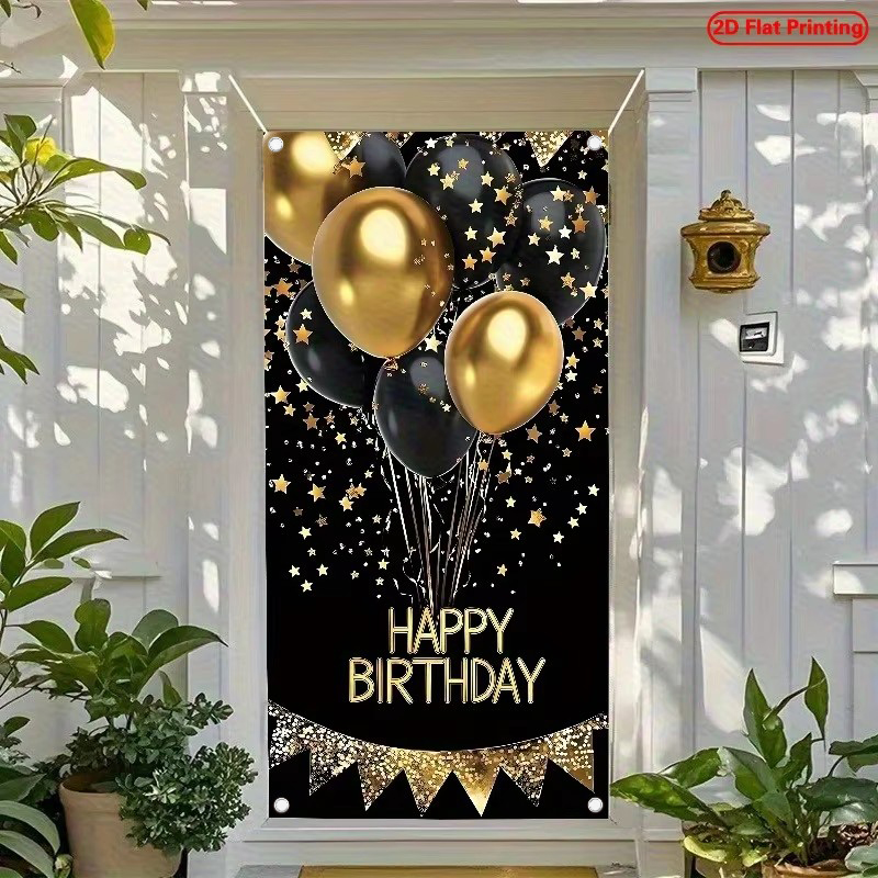 2D Door Banner, 1 Elegant Blac - Party Banner Gold ulasan dan harga