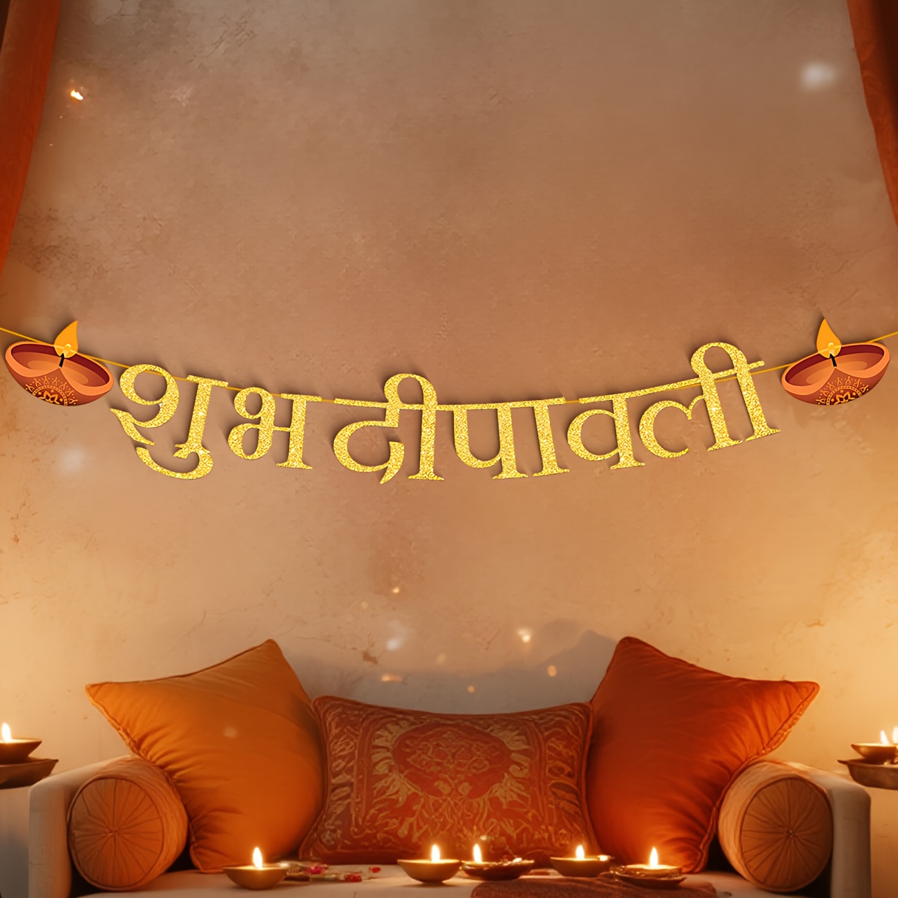 Diwali Party Decorations Happy - Party Banner Gold ulasan dan harga