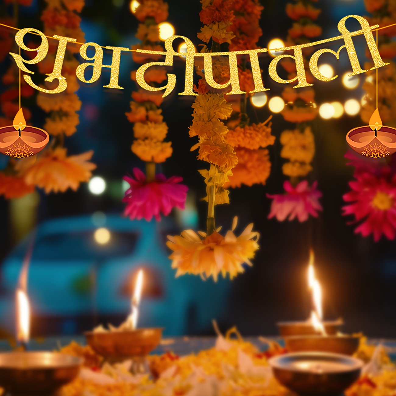 Diwali Party Decorations Happy - Party Banner Gold ulasan dan harga