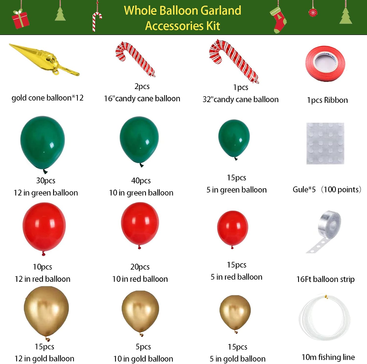 Christmas Balloons Garland Arc - Balloon Arch Kit ulasan dan harga